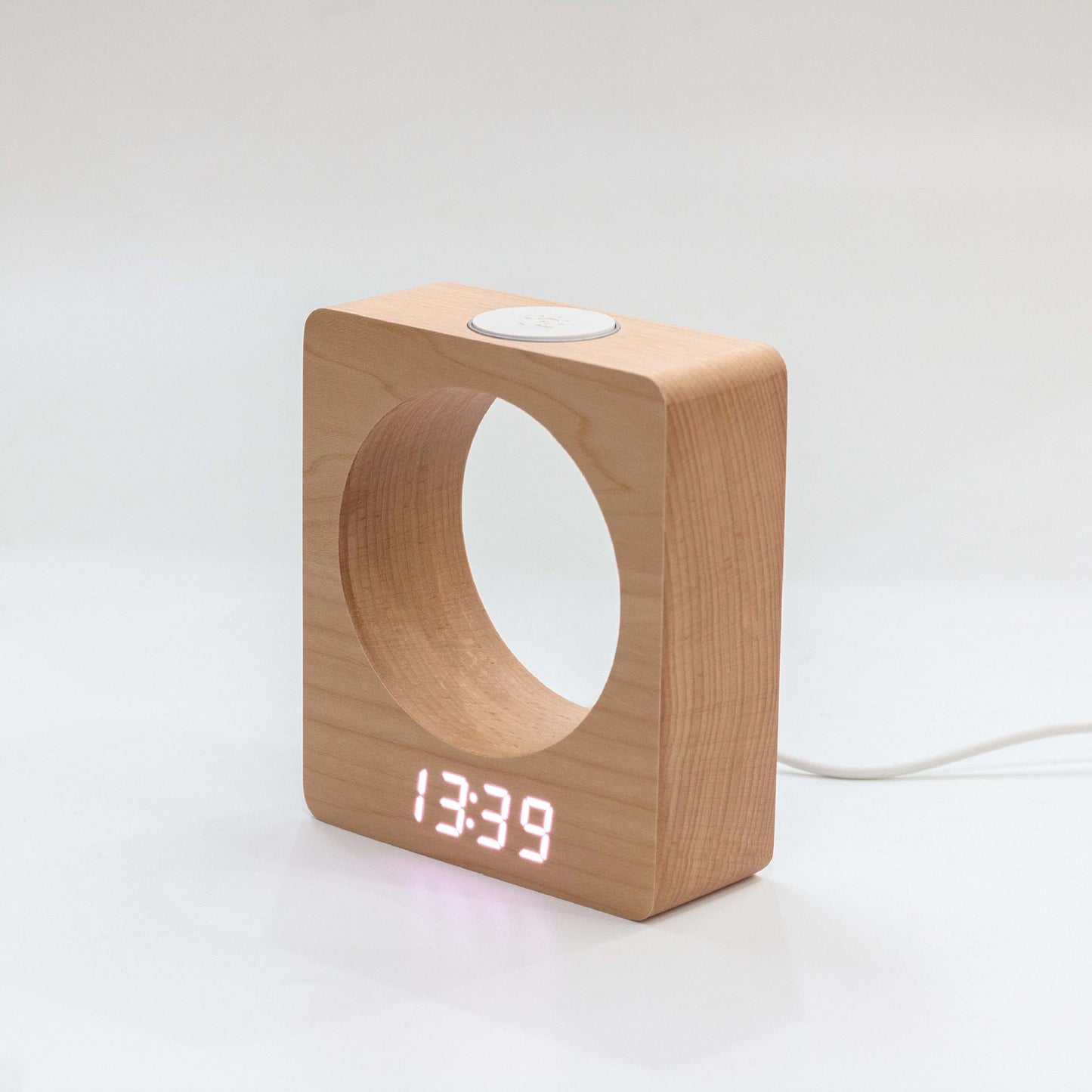 LED Wooden Clock Electronic Alarm Clock Square Creative Moon Wooden Clock